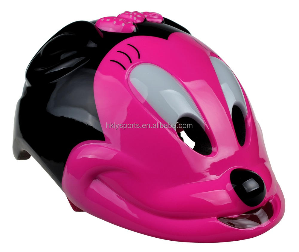 Hübscher individuell gestalteter rosa Tiermaus-Kinderfahrrad-Rollerhelm für Kinderfahrräder