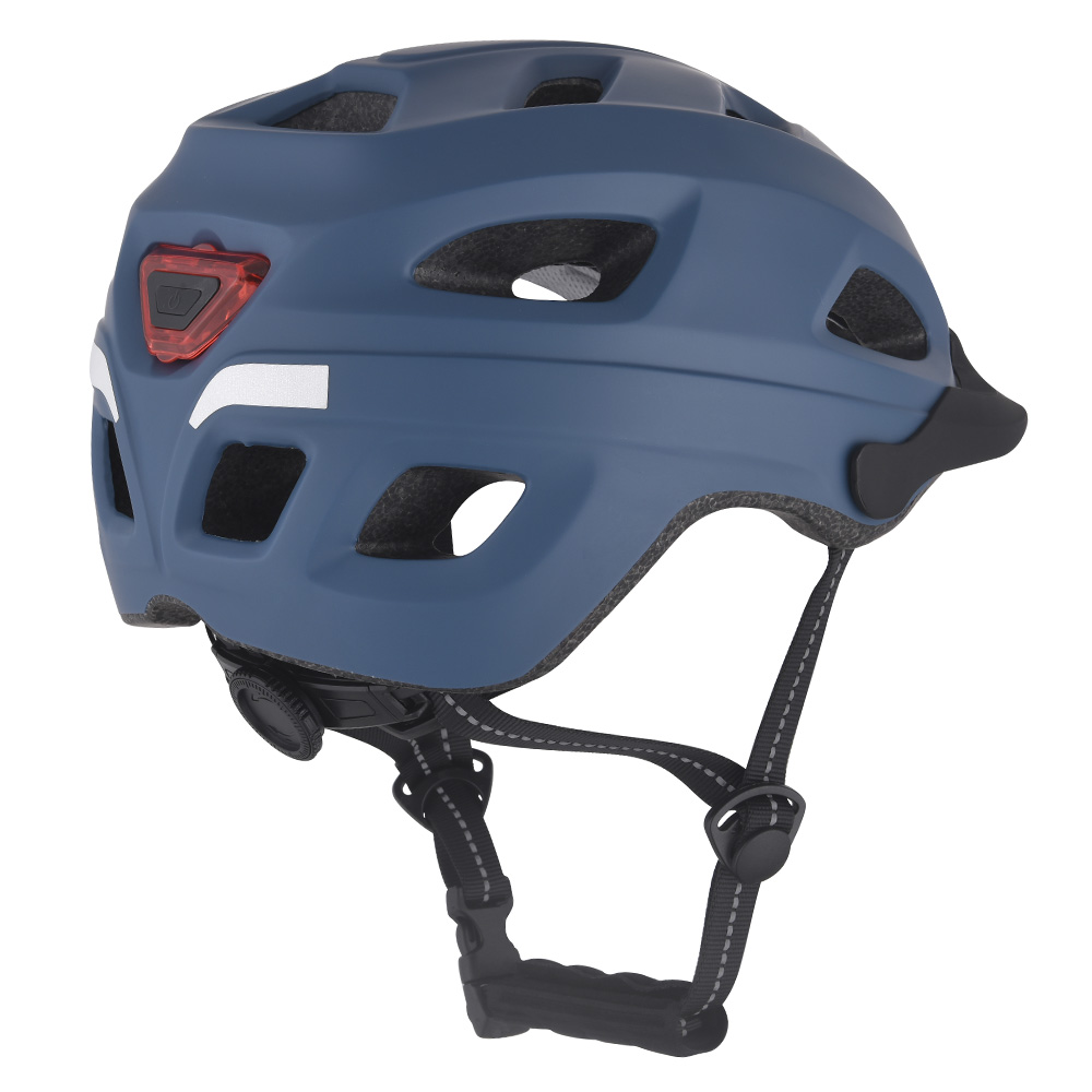 Neuer Fahrradhelm mit LED-Licht, PC-In-Mold-Fahrradhelm, sicherer Sport-Mountain-Road-Fahrradhelm für Erwachsene, Blau