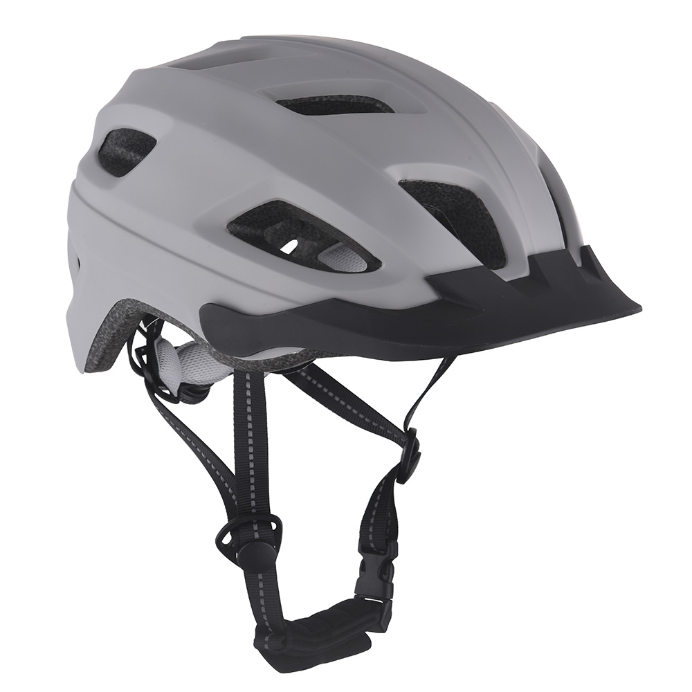Neuer Fahrradhelm mit LED-Licht, PC-In-Mold-Fahrradhelm, sicherer Sport-Mountain-Road-Fahrradhelm für Erwachsene, Grau